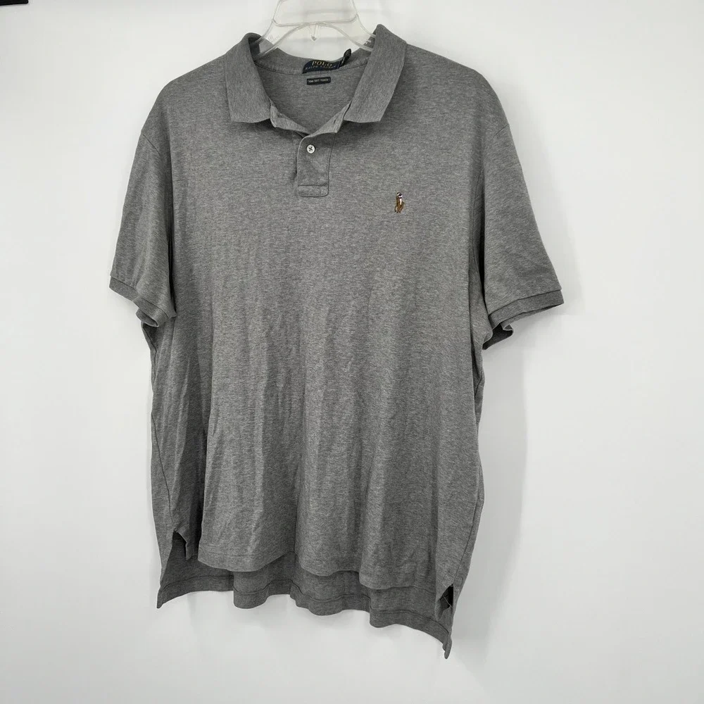 Polo Ralph Lauren Mens XXL Gray Pima Soft Touch‎ Cotton Short Sleeve Polo Shirt